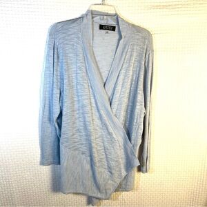 NEW Kasper Cardigan Size XL Light Blue Lightweight Open Sweater Cotton Viscose